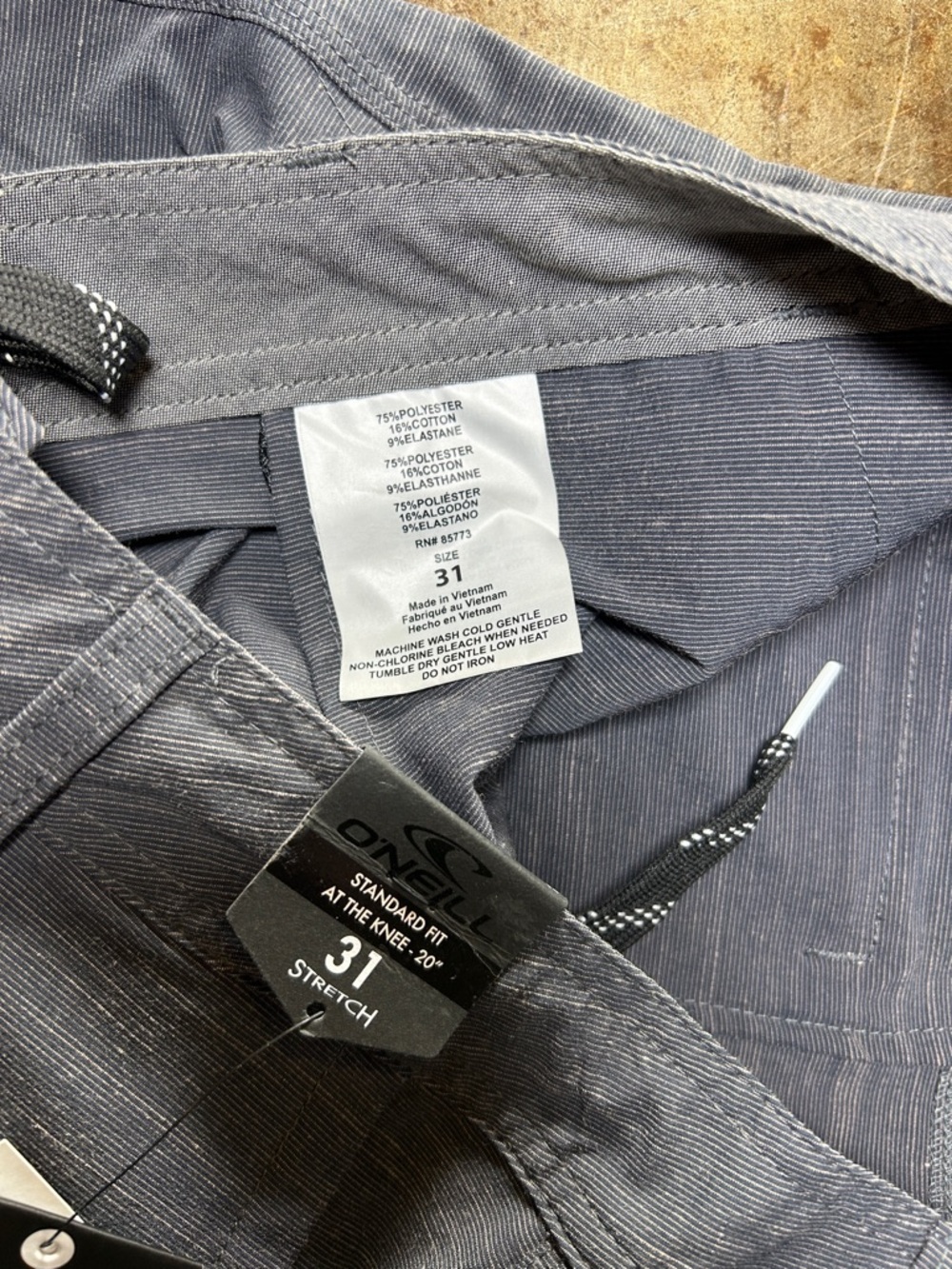 O'Neill Hybrid “Locked Slub” Shorts Gray Flat Front Shorts Men’s Size 31 NWT - Picture 5 of 12